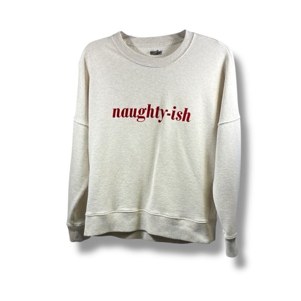 AERIE Naughtish Oversize Sweatshirt in Oatmeal Size XS